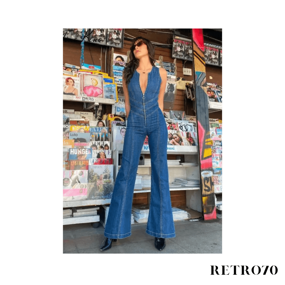 Retro70 | Denim Heart Jumpsuit