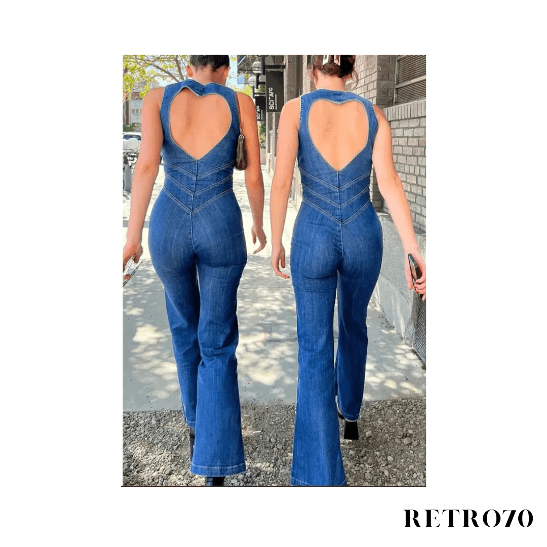 Retro70 | Denim Heart Jumpsuit
