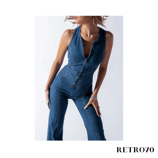 Retro70 | Denim Heart Jumpsuit