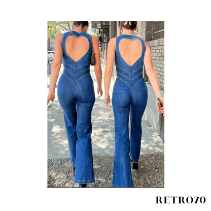 Retro70 | Denim Heart Jumpsuit